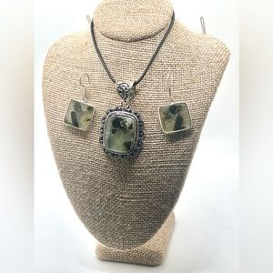 “Stone of Dreaming” Prehnite Pendant & Earrings Set